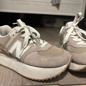 New Balance Women's Taupe and Cream Sneakers